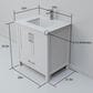 Lexora Home Jacques 30" Single Bathroom Vanity in White with 2 cm White Quartz Top and Rectangular Sink, , large