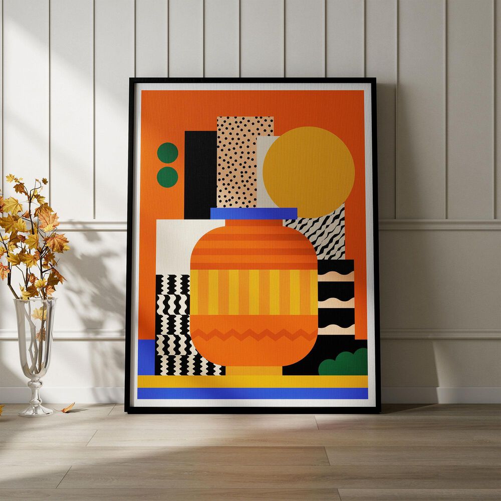 HOMLUX 24" x 18" Geometric Canvas Art in Multicolor, , large