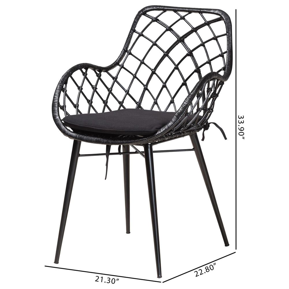 Baxton Studio Ballerina Arm Chair in Black (Set of 2), , large