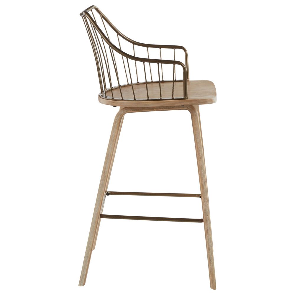 Hearth and Haven Winston Counter Stool in White Washed and Antique Copper, , large