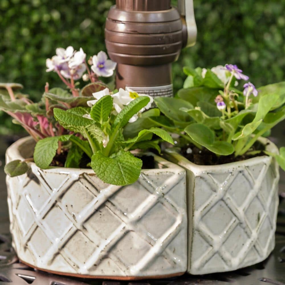Alfresco Home Trellis Round Umbrella Patio Planter in Crema &#40;Set of 2&#41;, , large