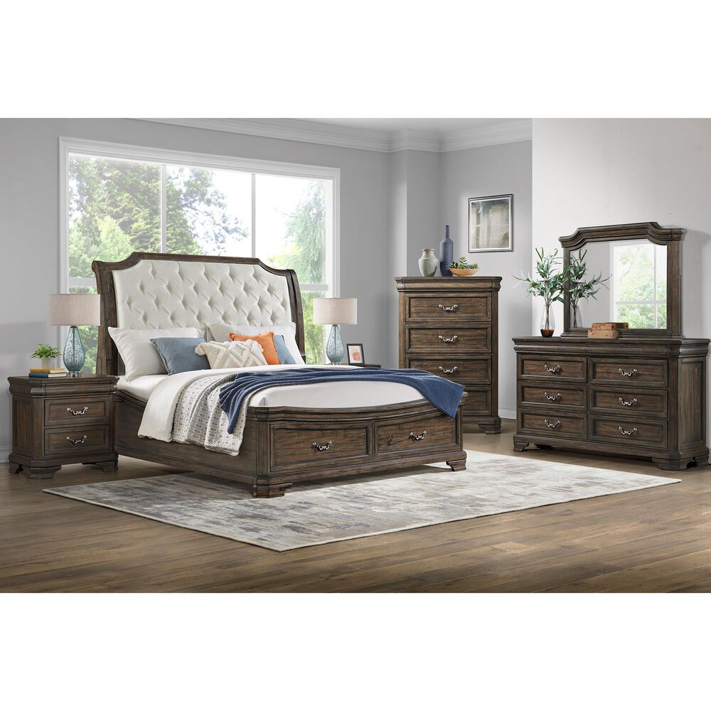 New Heritage Design Lyndhurst 4-Piece Queen Bedroom Set in Walnut Brown, , large