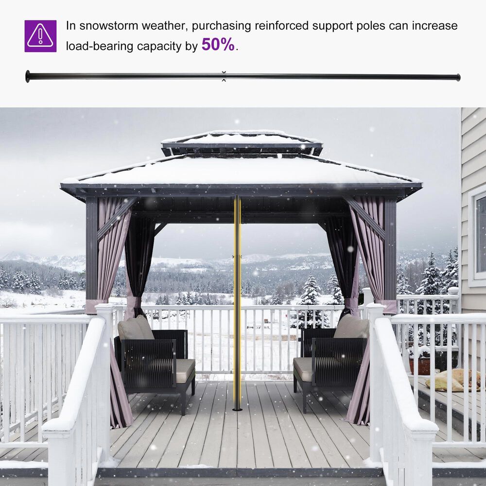 HOMLUX 8' x 10' Outdoor Hardtop Gazebo with Galvanized Steel Roof, Netting, and Curtains Gray, , large