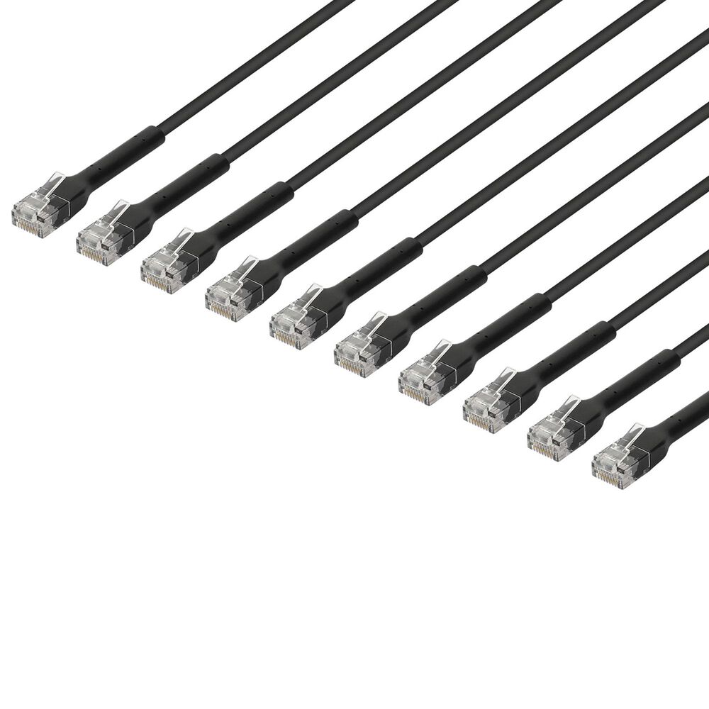 Manhattan Cat6 3' Stranded U/UTP FlexiBoot Slim Network Patch Cable in Black (Set of 10), , large