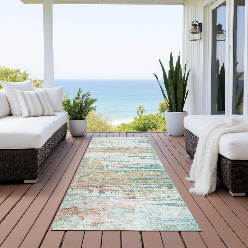 Dalyn Rug Company Lumara Seafoam 2'3" x 7'6" Indoor/Outdoor Runner, , large