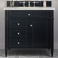 James Martin Vanities Brittany 36" Single Bathroom Vanity in Black Onyx with 3 cm Lime Delight Quartz Top and Rectangular Sink, , large