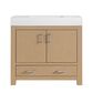 37B Alanya 36" Single Bathroom Vanity in Warm Oak with White Composite Stone Top, , large