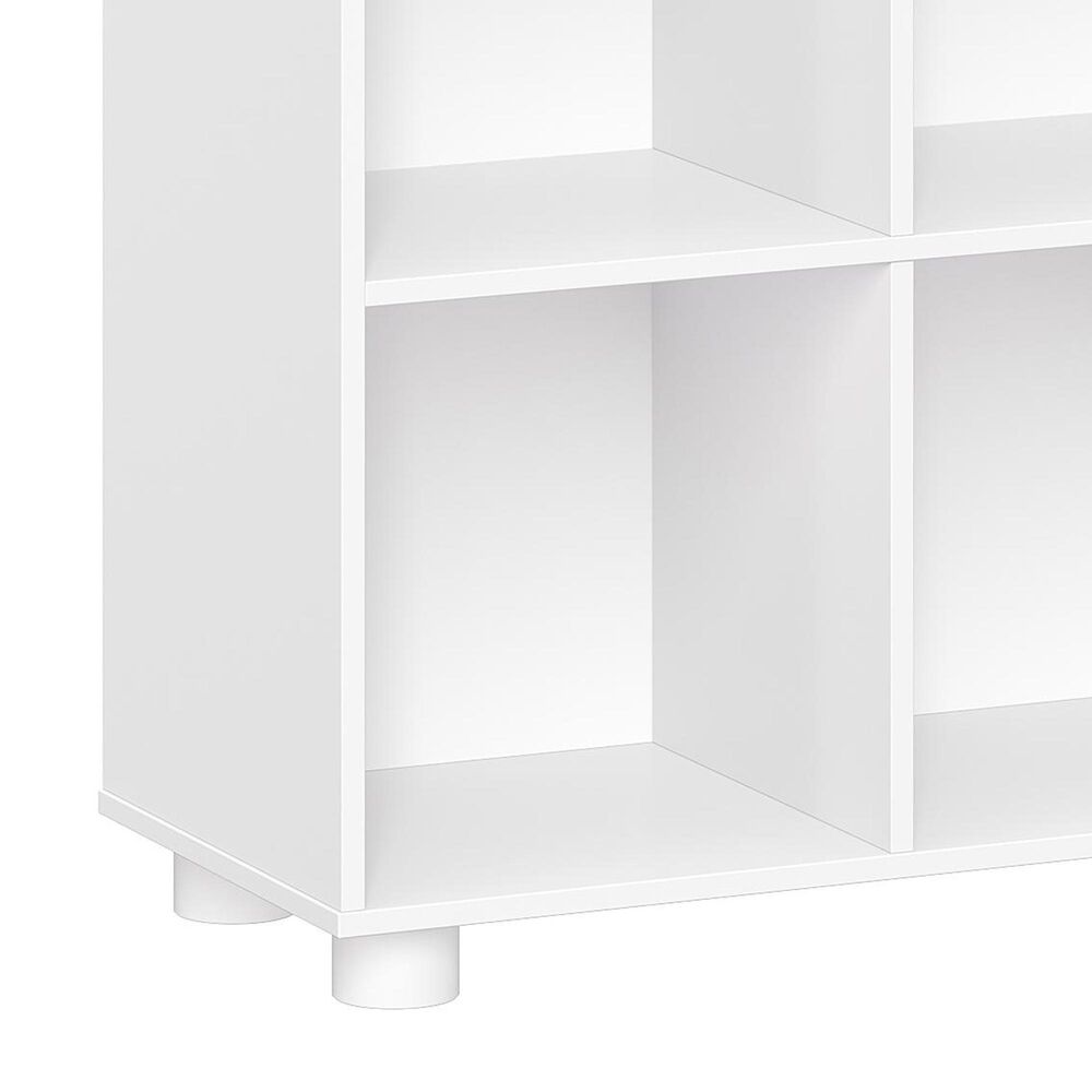 RiverRidge Home Kids Curve Appeal 23" 4-Cubby Bookcase with 2 Gray Bins in White, , large
