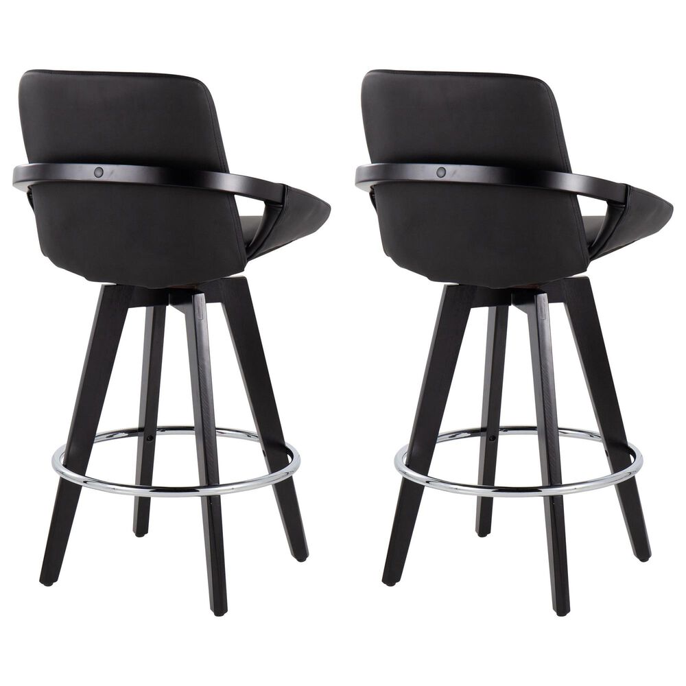 Lumisource Cosmo 26&quot; Swivel Counter Stool with Black Cushion in Black and Chrome &#40;Set of 2&#41;, , large