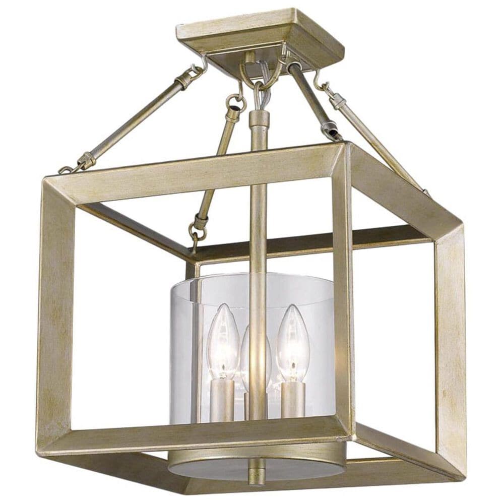 Golden Lighting Smyth Convertible Semi-Flush in White Gold with Clear Glass, , large