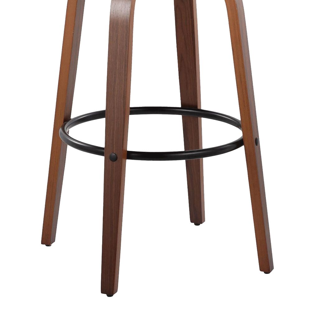 LumiSource Diana 30" Swivel Barstool with Black Faux Leather Upholstery in Walnut and Black (Set of 2), , large