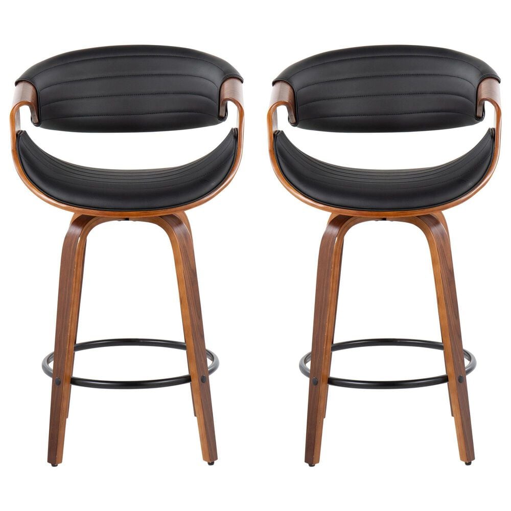 LumiSource Symphony 26" Counter Stool in Walnut and Black (Set of 2), , large