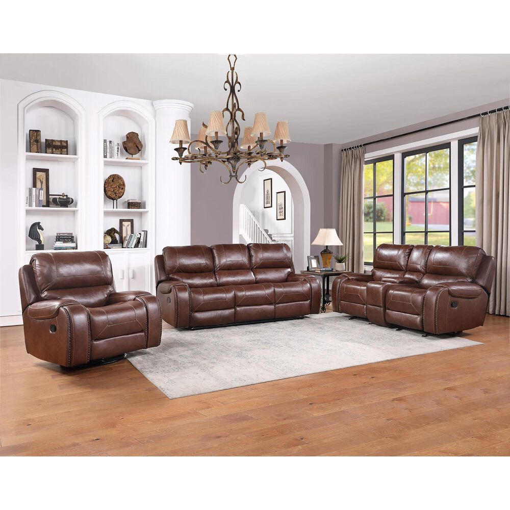 Crystal City Keily Manual Glider Reclining Loveseat in Brown, , large
