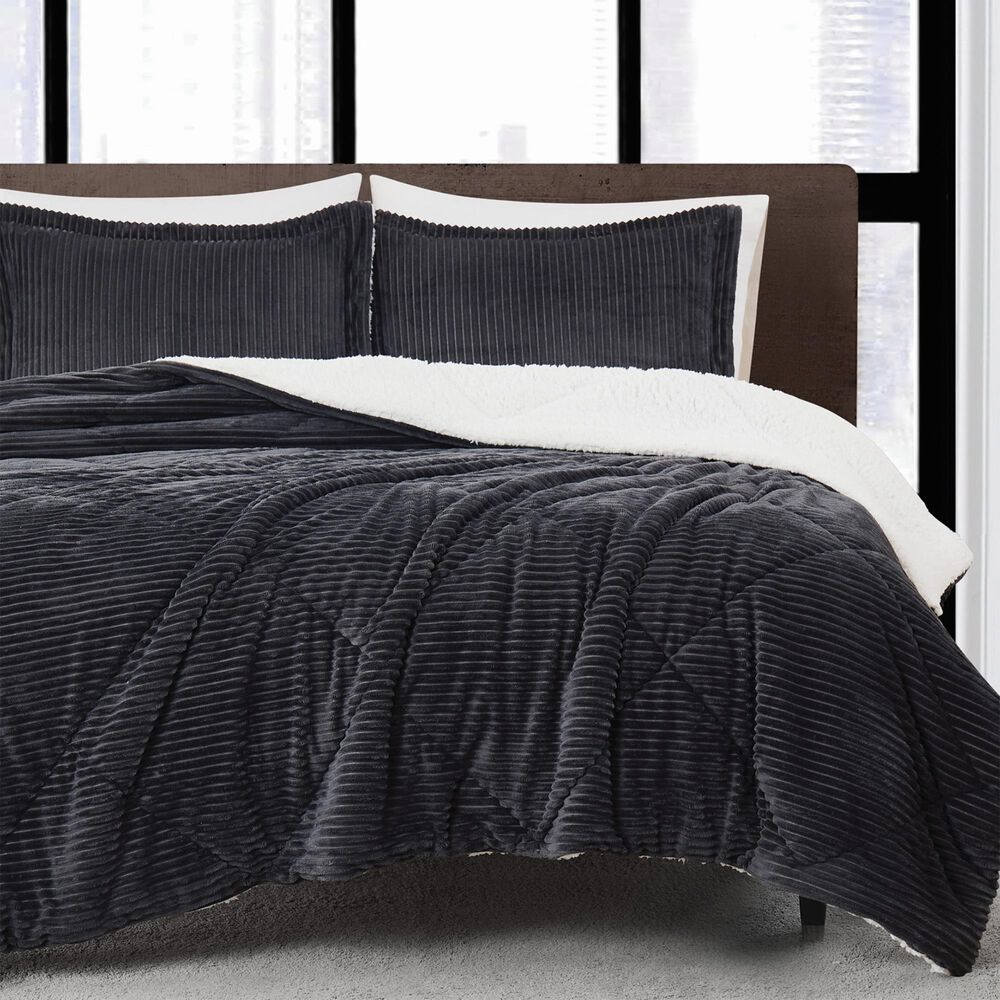 Pem America Corduroy 3-Piece Full/Queen Comforter Set in Grey, , large