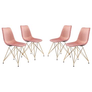 Zuo Modern Parker Dining Chair in Pink/Gold (Set of 4), , large