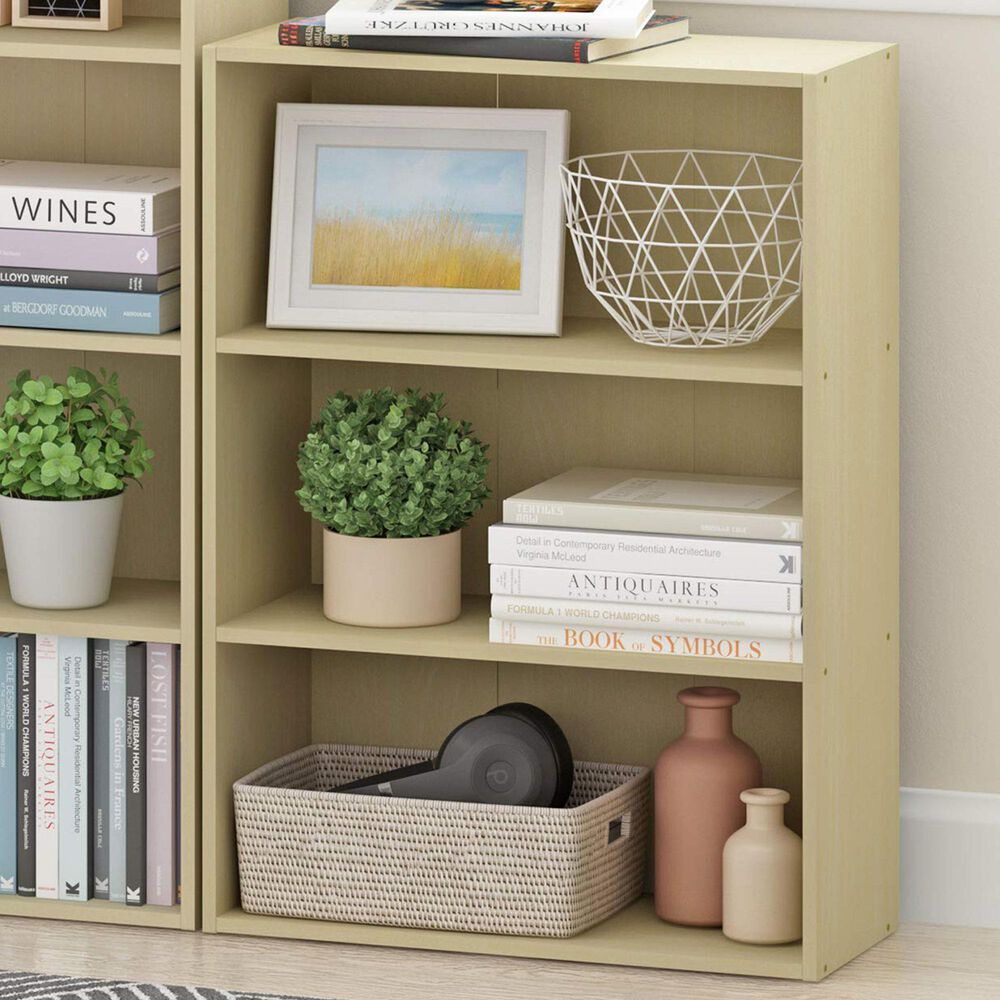 HOMLUX 3-Tier Open Shelf Bookcase in Steam Beech, , large