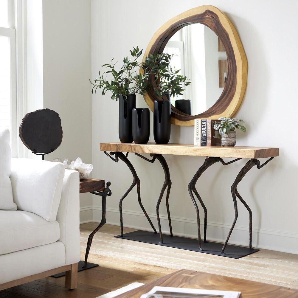 TimberHaus Atlas Small Console Table in Natural and Black, , large