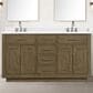 Lexora Home Abbey 60" Double Bathroom Vanity in Grey Oak with 2 cm White Quartz Top and Rectangular Sinks, , large
