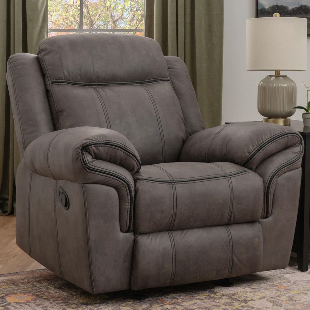 Linon Home Decor Gideon Manual Recliner in Stone Grey, , large