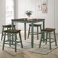 Furniture of America Jamal 5-Piece Counter Height Dining Set in Oak/Antique Green, , large
