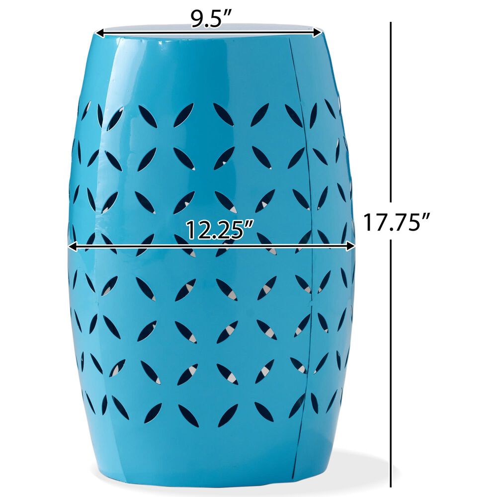 Hearth and Haven Lilac Outdoor Metal Side Table with Cylindrical Design in Blue, , large