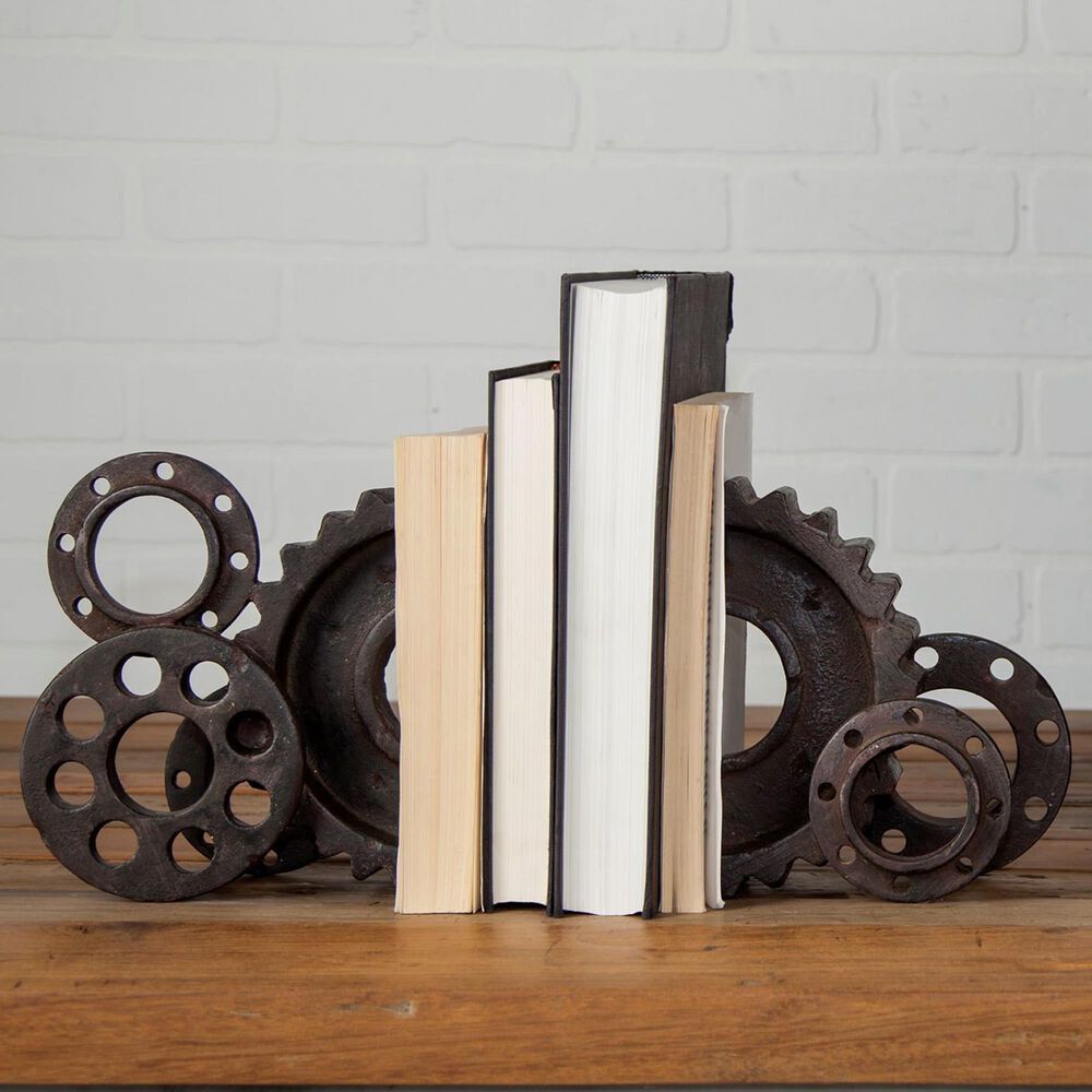 Mercana Cogsworth Resin Industrial Gear Decorative Bookend in Brown &#40;Set of 2&#41;, , large
