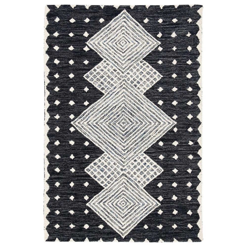 Safavieh Micro-Loop MLP171H 4" x 6" Charcoal and Ivory Area Rug, , large
