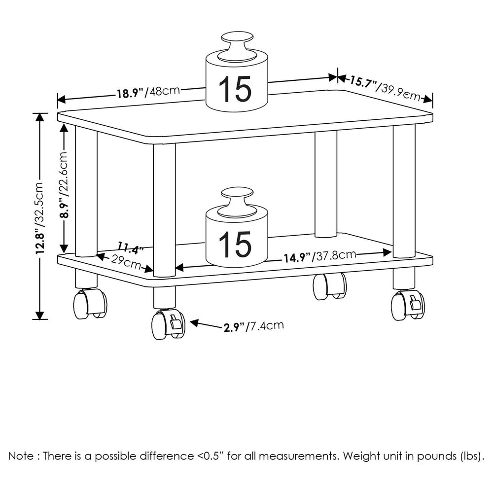 HOMLUX Medium Home Office Under Desk Printer Stand in Espresso and Black, , large