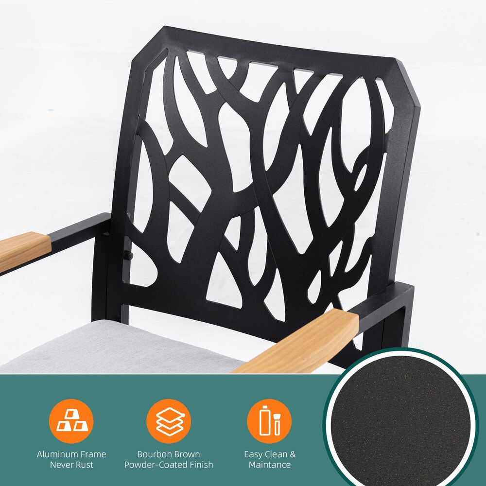 Hearth and Haven Patio Dining Chair with Branch-Like Backrest in Bourbon Brown &#40;Set of 2&#41;, , large
