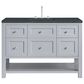 James Martin Vanities Breckenridge 48" Single Bathroom Vanity in Serenity Blue with 3 cm Charcoal Soapstone Quartz Top and Rectangular Sink, , large