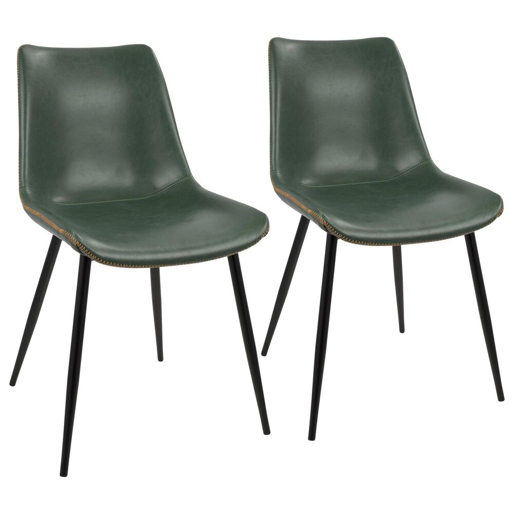 LumiSource Durango Side Chair with Green Upholstered in Black (Set of 2), , large