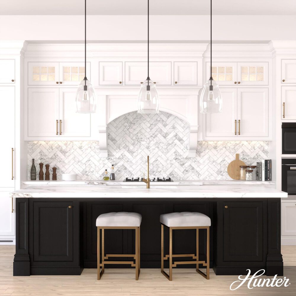 Hunter Dunshire 10.5&quot; 1-Light Medium Pendant with Clear Shade in Noble Bronze, , large