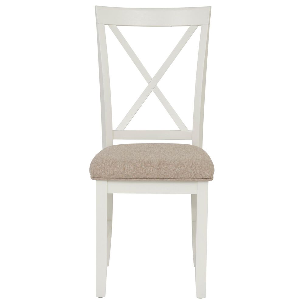Linon Home Decor Jane Side Chair with Light Tan Cushion in Vanilla White, , large