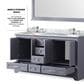 Lexora Home Dukes 60" Double Bathroom Vanity in Dark Grey with White Carrara Marble Top, Rectangular Sinks and 58" Mirror, , large