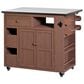Hearth and Haven Outdoor Kitchen Island Cart with Extendable Stainless Steel Top and Adjustable Shelf in Brown, , large