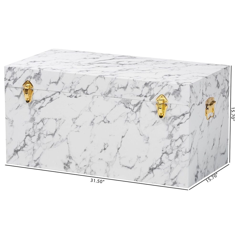 Baxton Studio Brenta Lift-Top Storage Trunk in White and Grey, , large