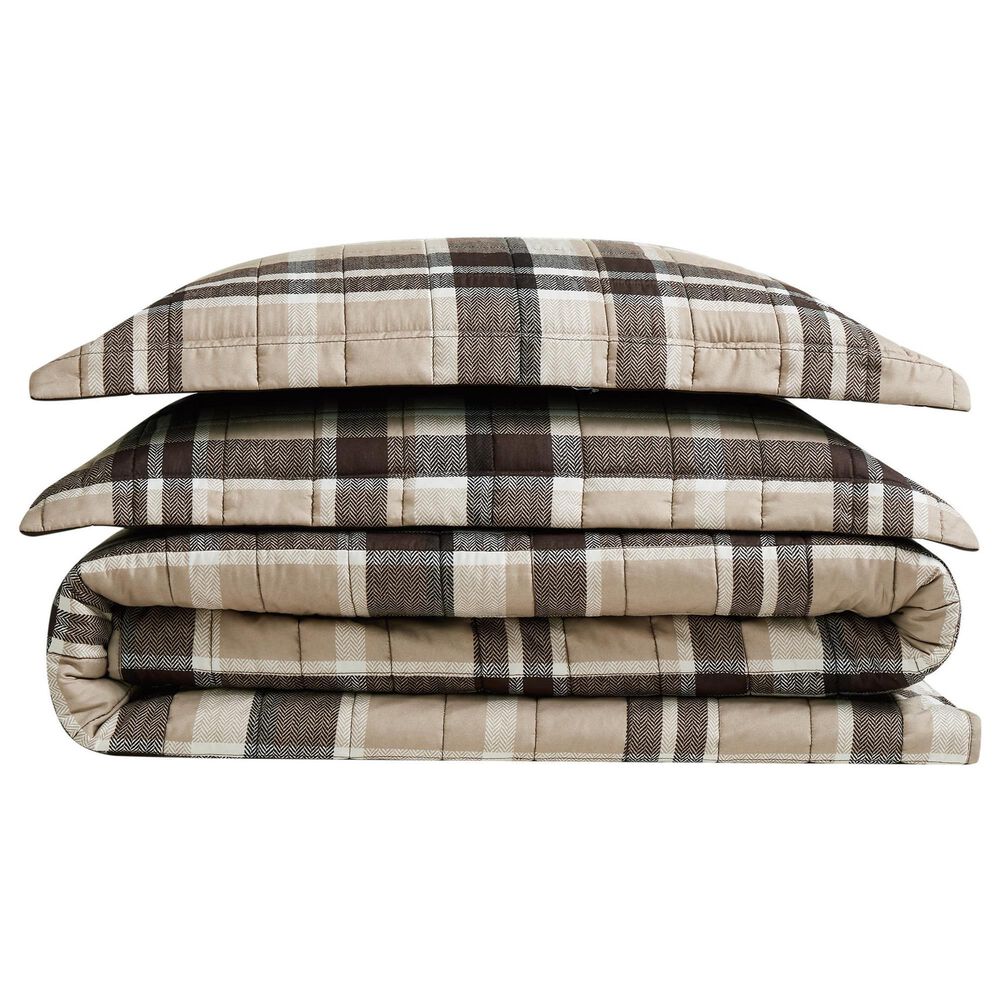 Pem America Truly Soft Paulette 3-Piece Full/Queen Quilt Set in Taupe, , large