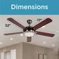 Black+Decker 52" 5-Blade Retractable Blades Ceiling Fan with Light and Remote Control in Brushed Nickle and Mahogany, , large