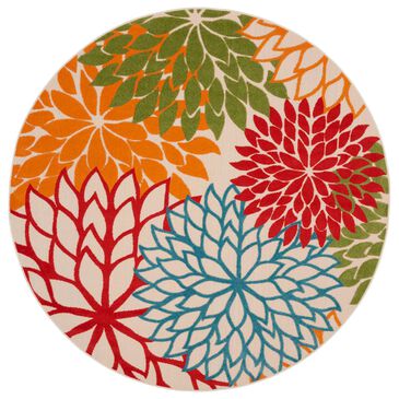 Nourison Aloha 7"10" Round Green Indoor/Outdoor Area Rug, , large