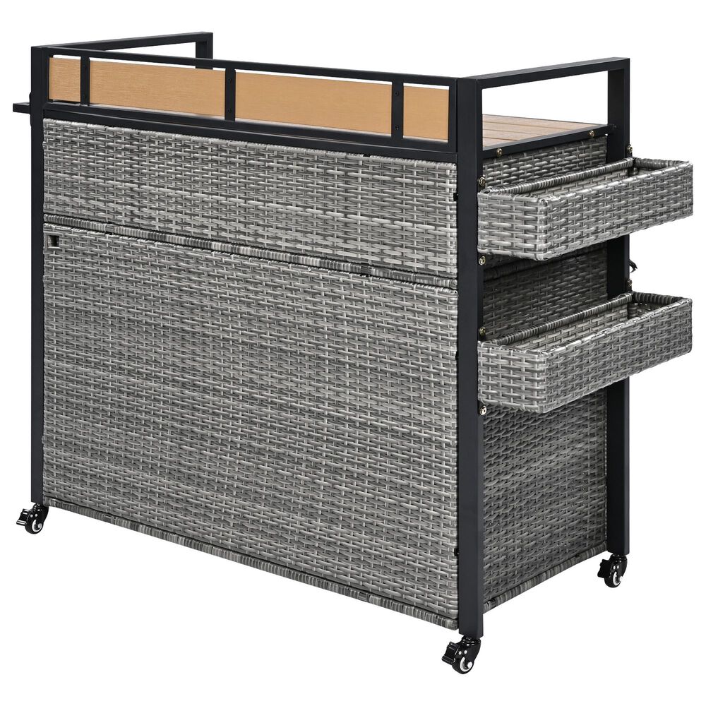 HOMLUX 53" Wicker Outdoor Kitchen Island in Grey, , large