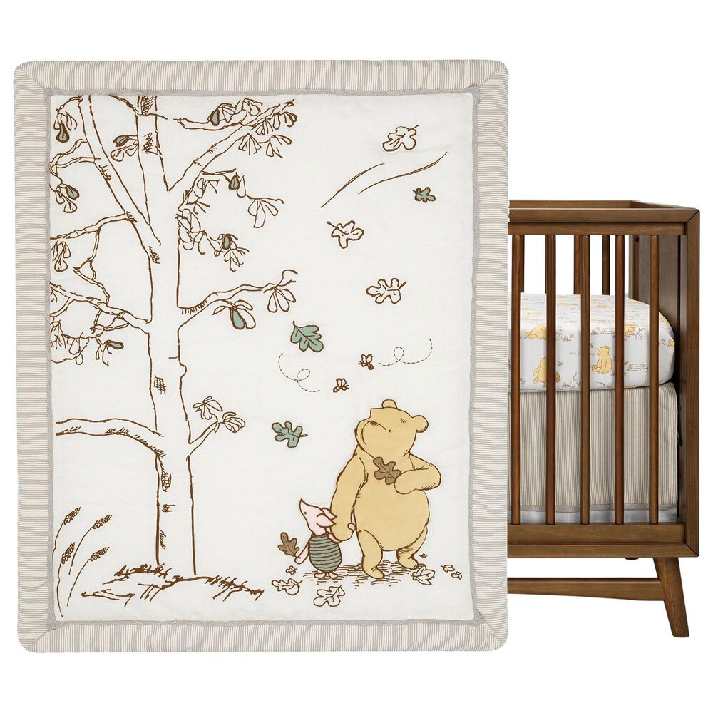 Lambs and Ivy Storytime Pooh 3-Piece Crib Bedding Set in Gold, Blue, Brown and White, , large