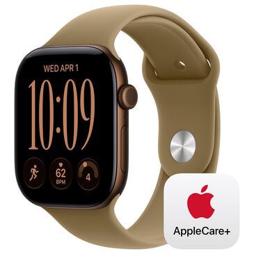 Apple Watch Series 12 (GPS) 46mm Dark Bronze Aluminum Case with Olive Sport Band - M/L and 2-Year AppleCare+, , large