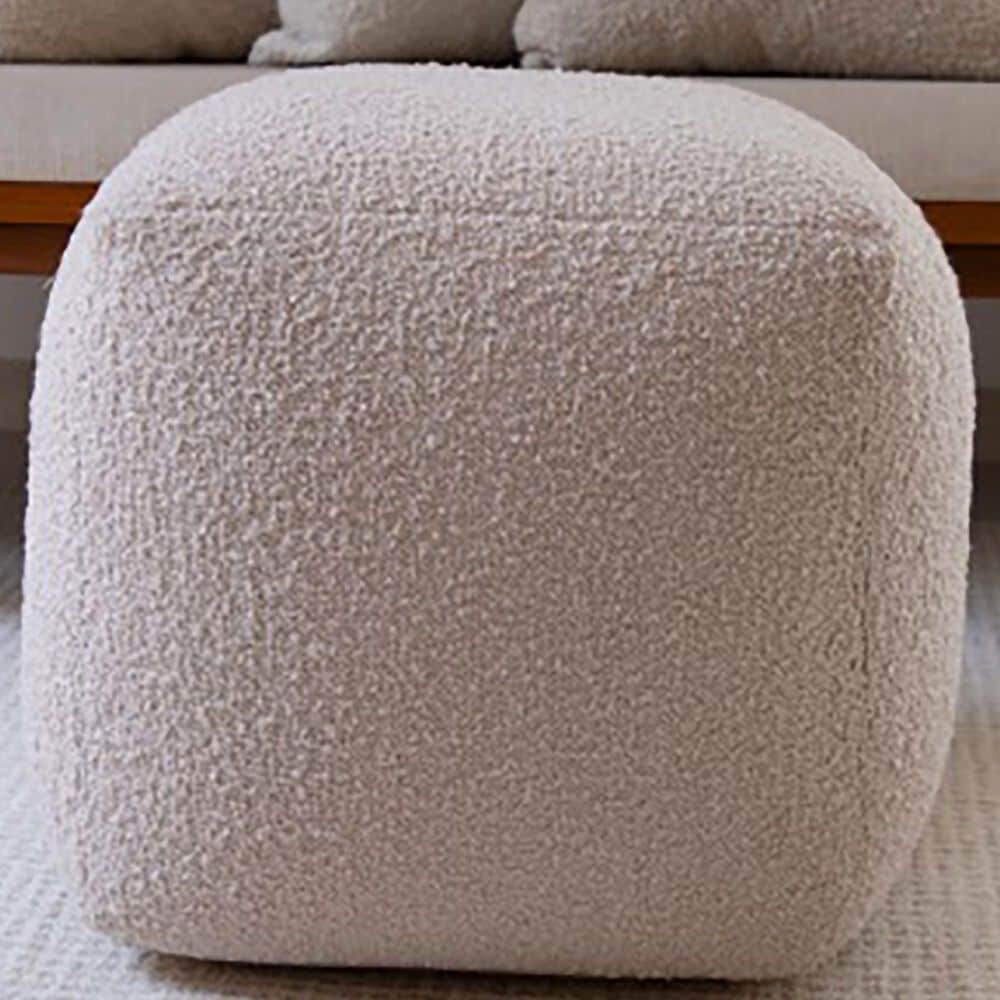 L.R. Home Boucle Ottoman in Beige, , large