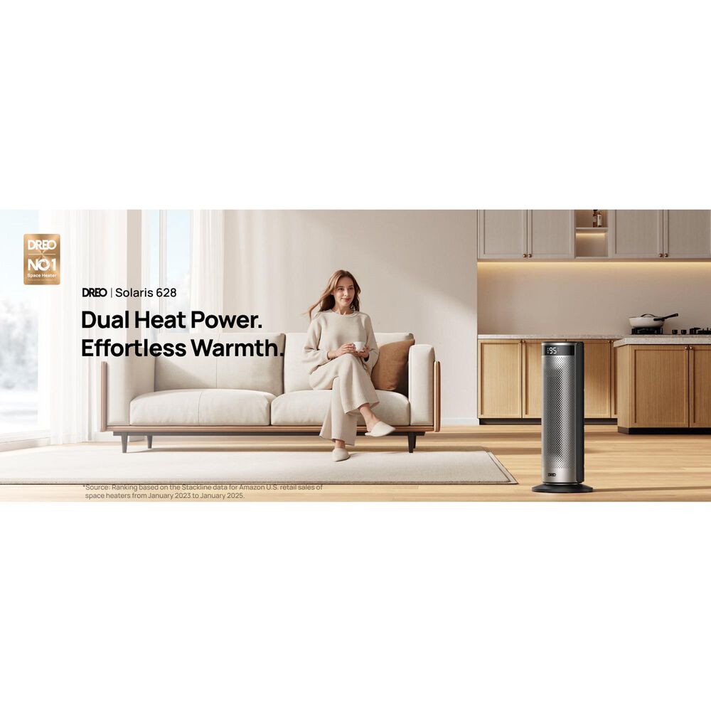 DREO Solaris Ceramic Electric Space Heater in Silver, , large