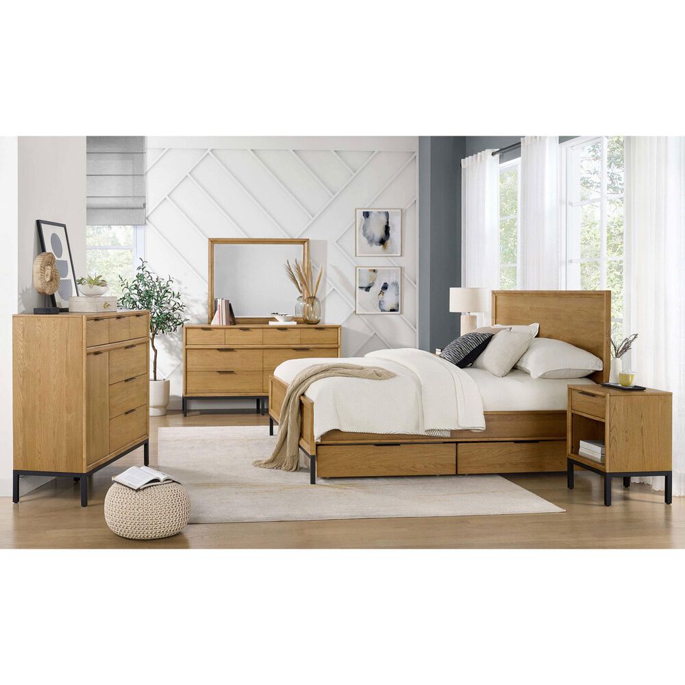 Hawthorne Furniture Newport 5-Piece King Panel Bedroom Set in Natural Oak, , large