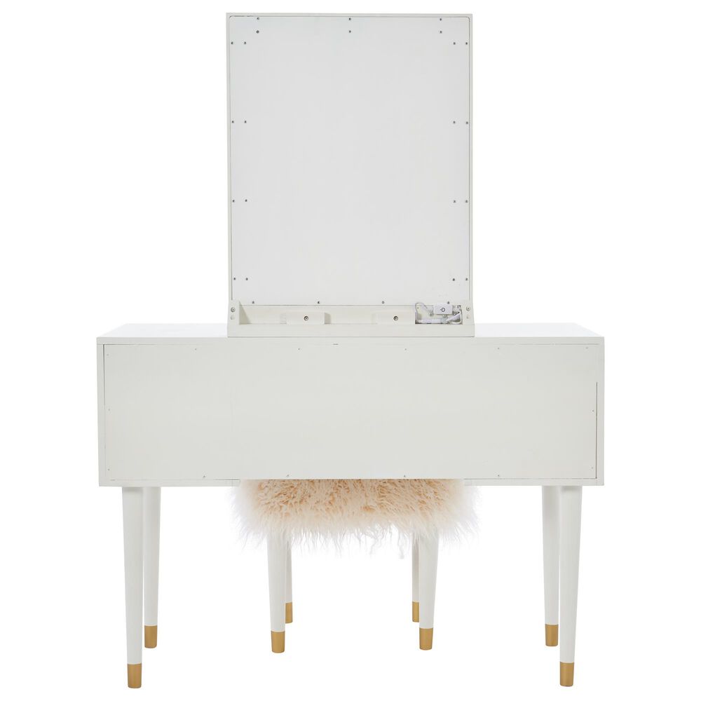 Linon Home Decor Geo Vanity with Stool in White, , large