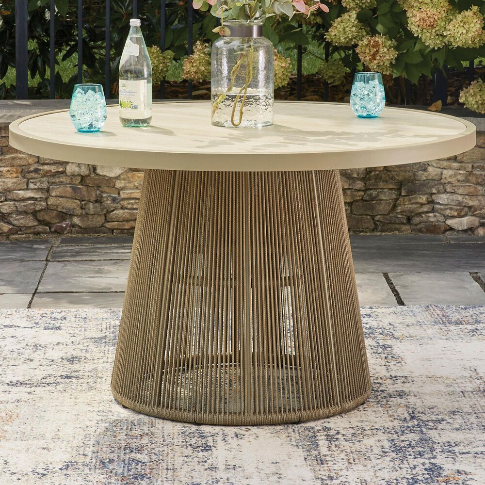 Ashley Orchard Beach Patio Dining Table in Beige, , large