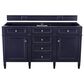 James Martin Vanities Brittany 60" Double Bathroom Vanity in Victory Blue with 3 cm Charcoal Soapstone Quartz Top, , large