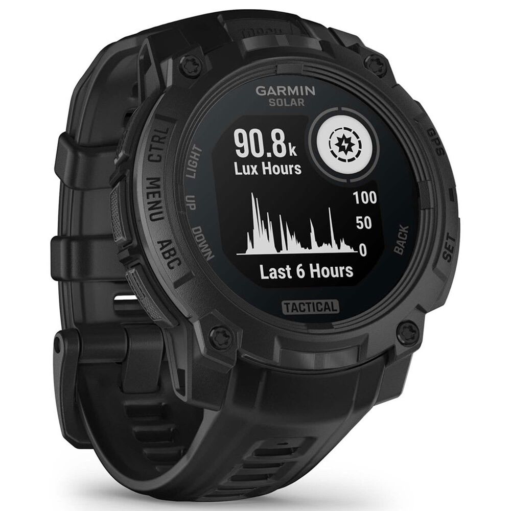 Garmin Instinct 3 Tactical Edition Solar Smartwatch 45mm Case with Silicone Sport Band in Black, , large