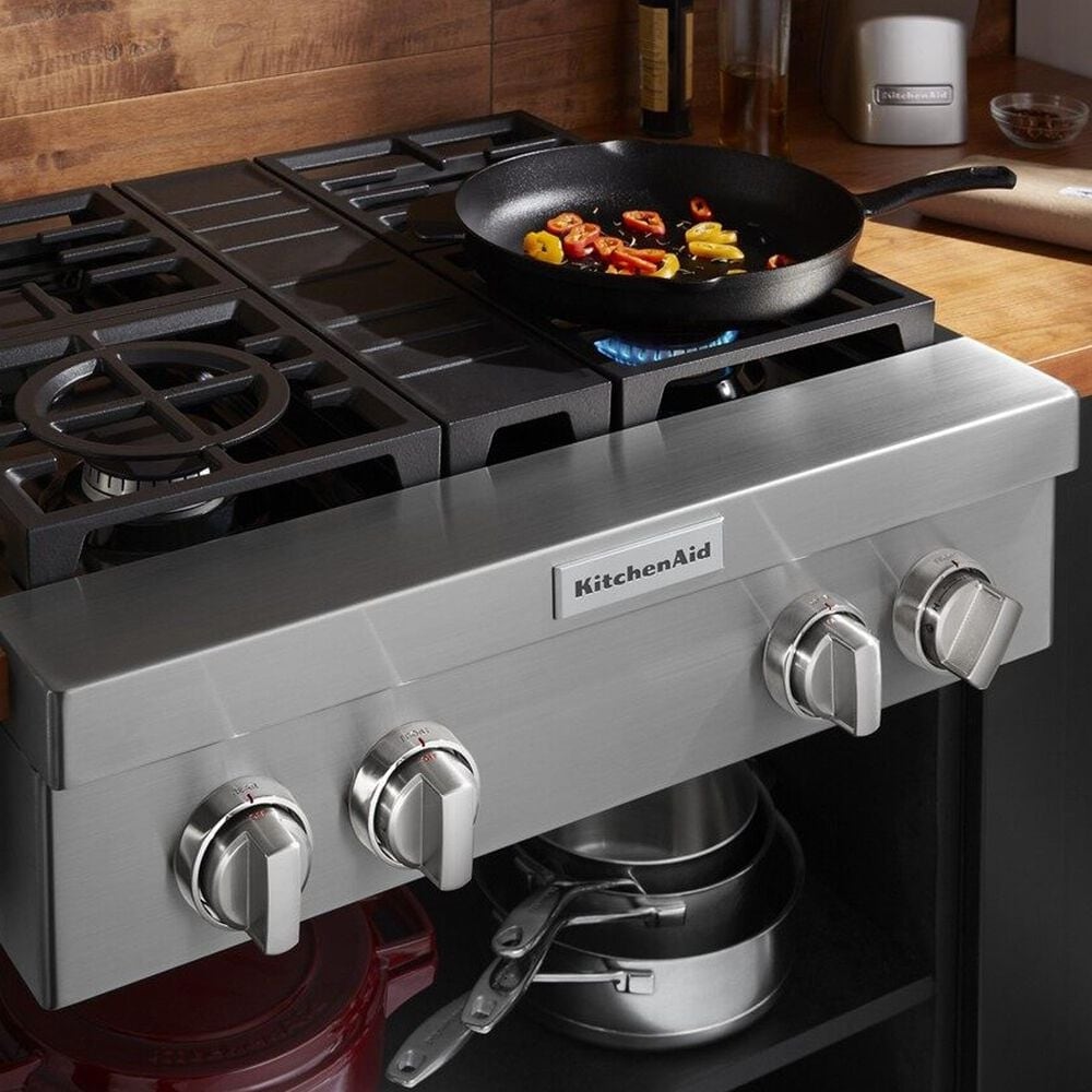 KitchenAid 30" Commercial Gas 4Burner Cooktop in Stainless Steel